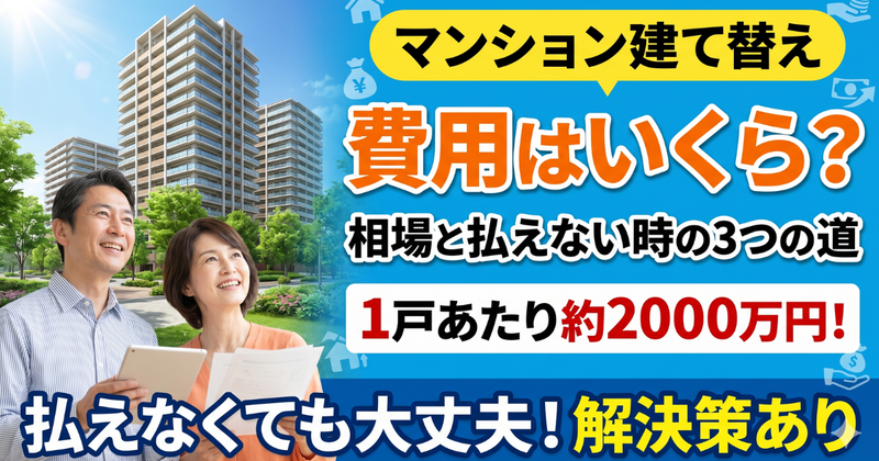 マンション建て替え費用はいくら？相場と払えない時の3つの対処法
